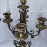 Pair of bronze Napoleon III marble candelabra with mantelpiece decoration