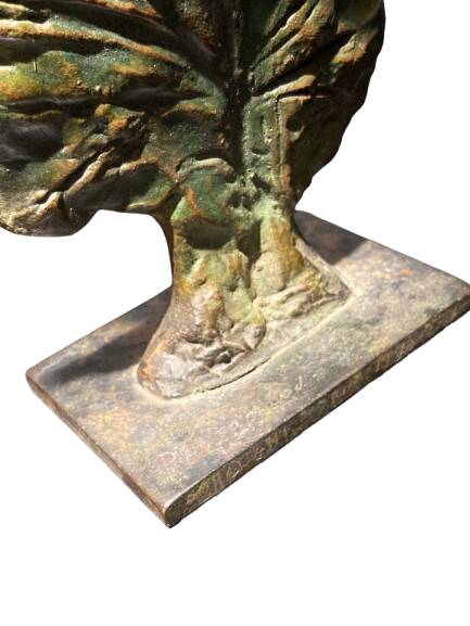Sculpture of a man and a woman in spelter, signed Patsoglou