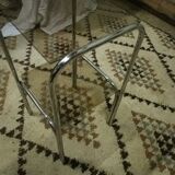 Vintage pedestal table, smoked glasses