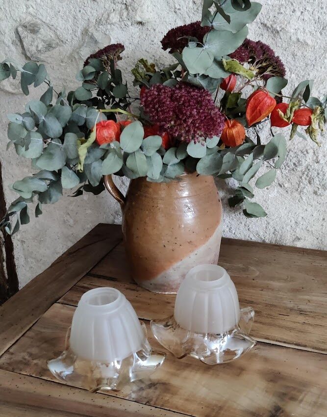 Duo of art deco tulip lampshade