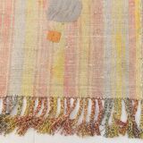 5x7 Pale Red & Yellow Striped Kilim Rug, 147x229Cm