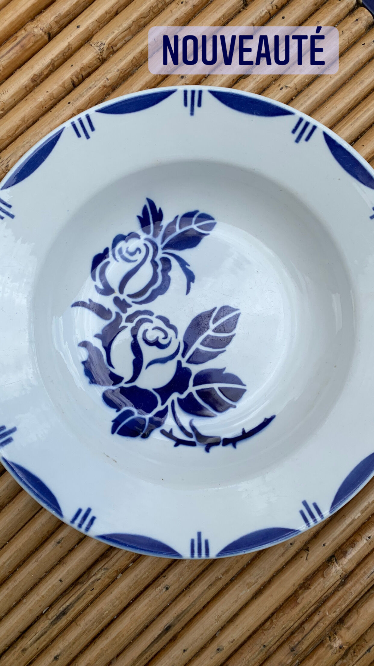 Set of 6 old earthenware soup plates, Sarreguemines Bastia service