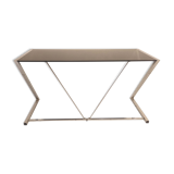 Seventies desk tinted glass top and chrome base