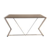 Seventies desk tinted glass top and chrome base
