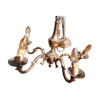 Lustre bronze doré  3 branches style Louis XV