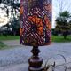 rustic chic turned wooden lamp, ethnic African wax lampshade