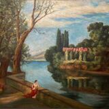 Tableau ancien, paysage, signé, début XX siècle