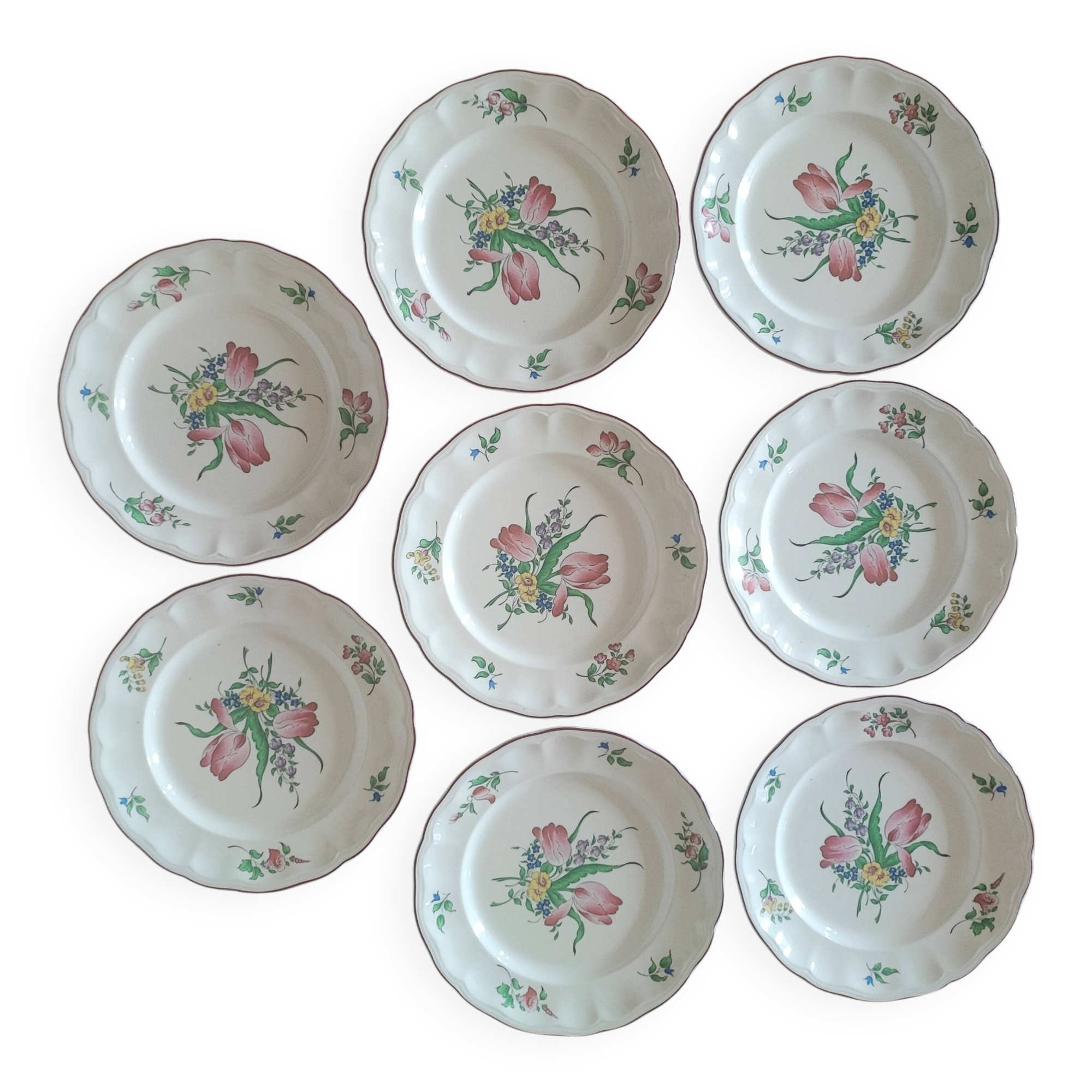 Set of 8 Lunéville KG flat plates