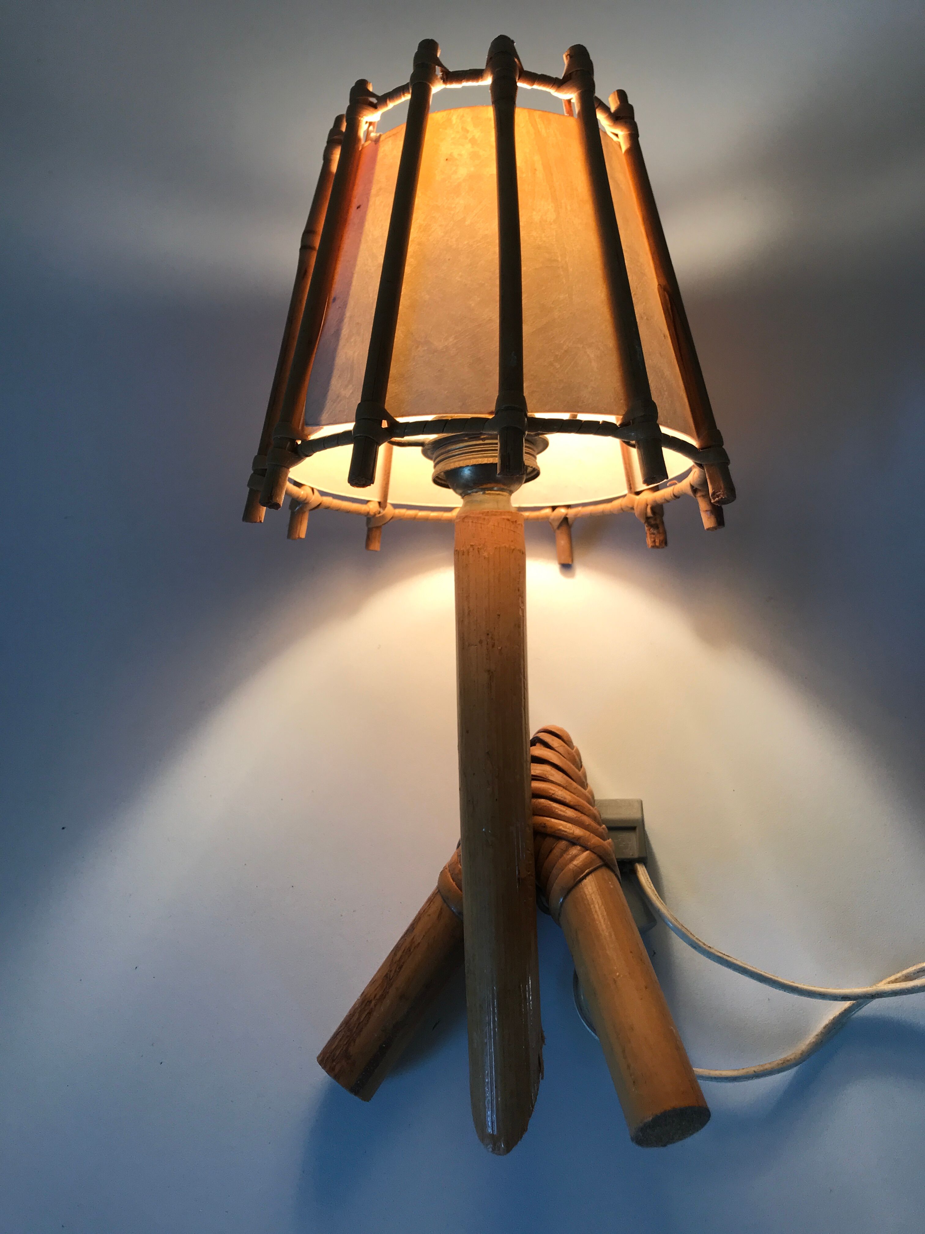 Vintage rattan wall lamp design 60 years