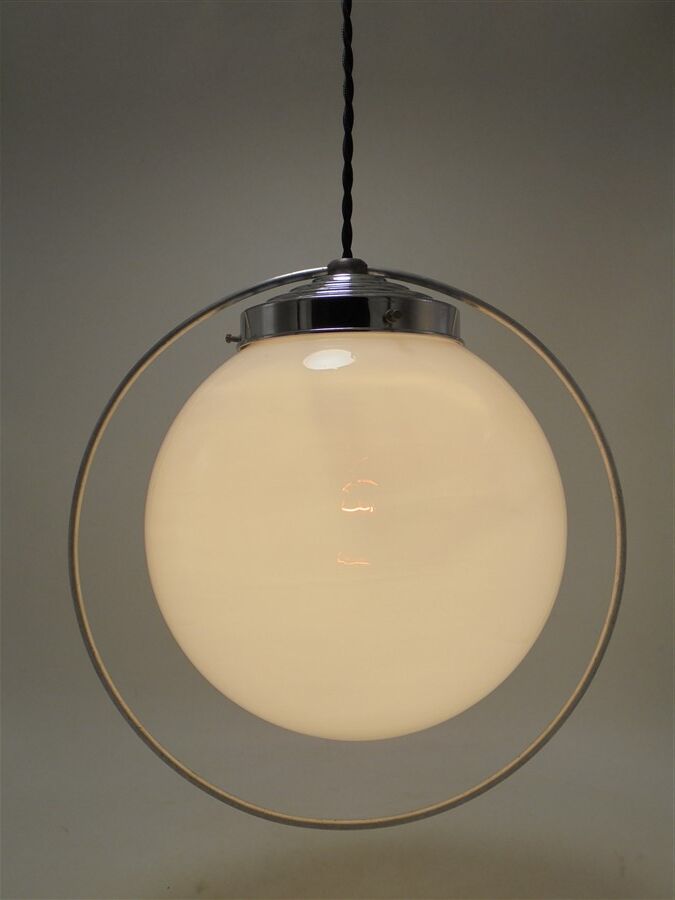 Opaline globe pendant lamp