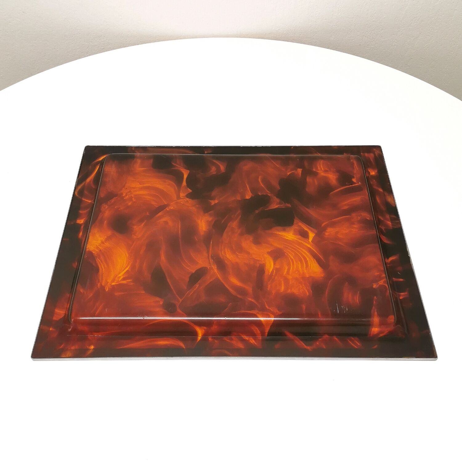 Tortoiseshell lucite tray, 1970