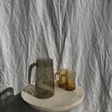 Vintage striated smoked glass carafe
