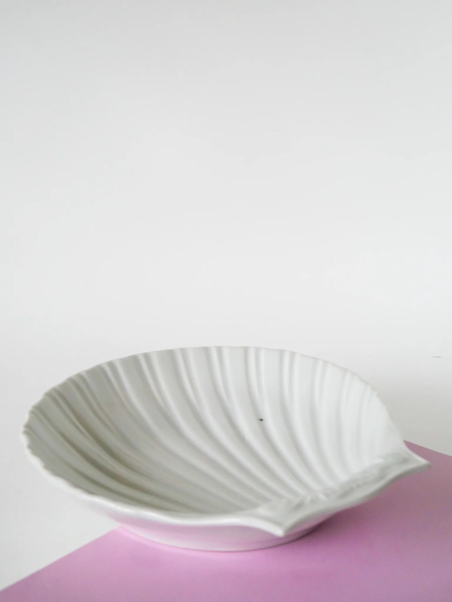 Shell-shaped ceramic bowl, white, 1970