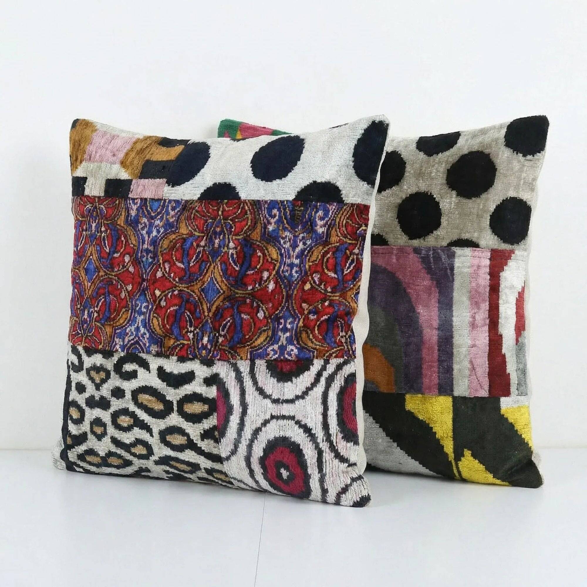 Set of 2 vintage ikat cushion covers 48x51 cm