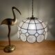 Vintage mother-of-pearl and brass lampshade pendant light
