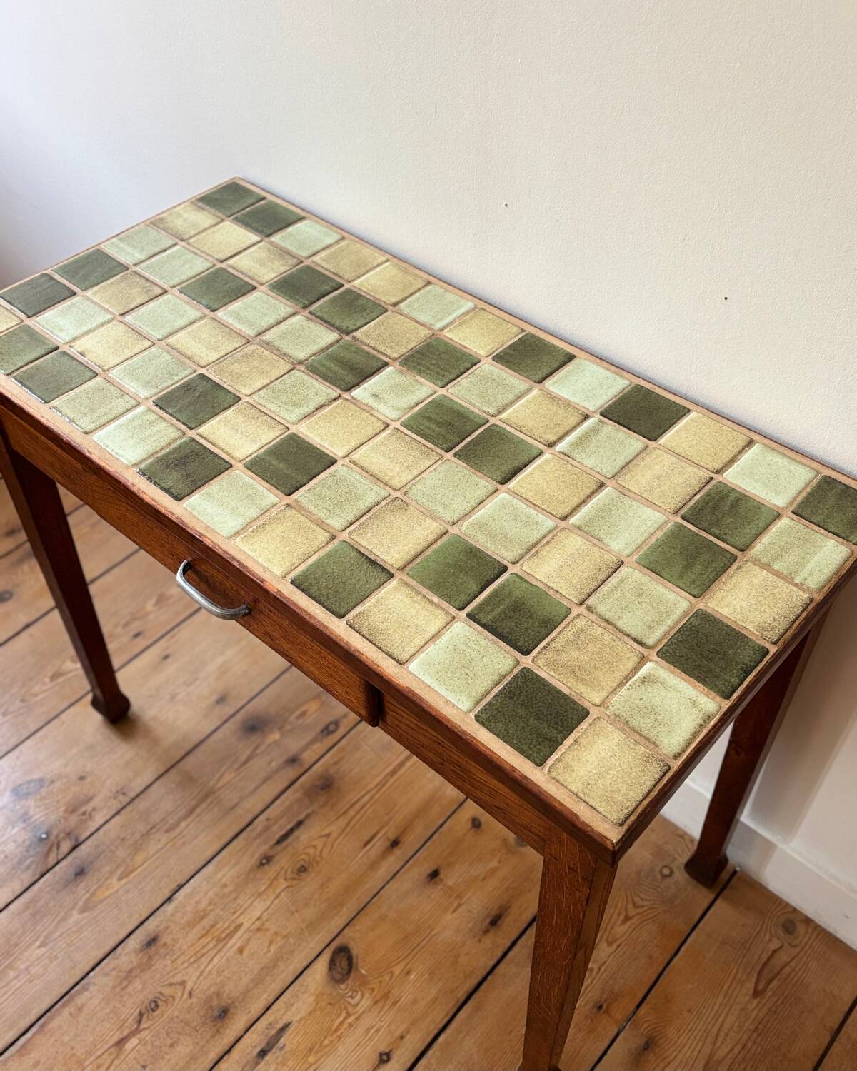Vintage wood and ceramic table