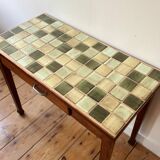 Vintage wood and ceramic table