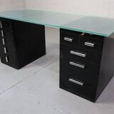 1930's modernist desk in black lacquered metal
