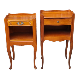 Paire tables de chevet vintage style Louis XV, bois
