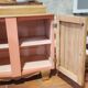 wood and marble bedside table revamped in terracotta