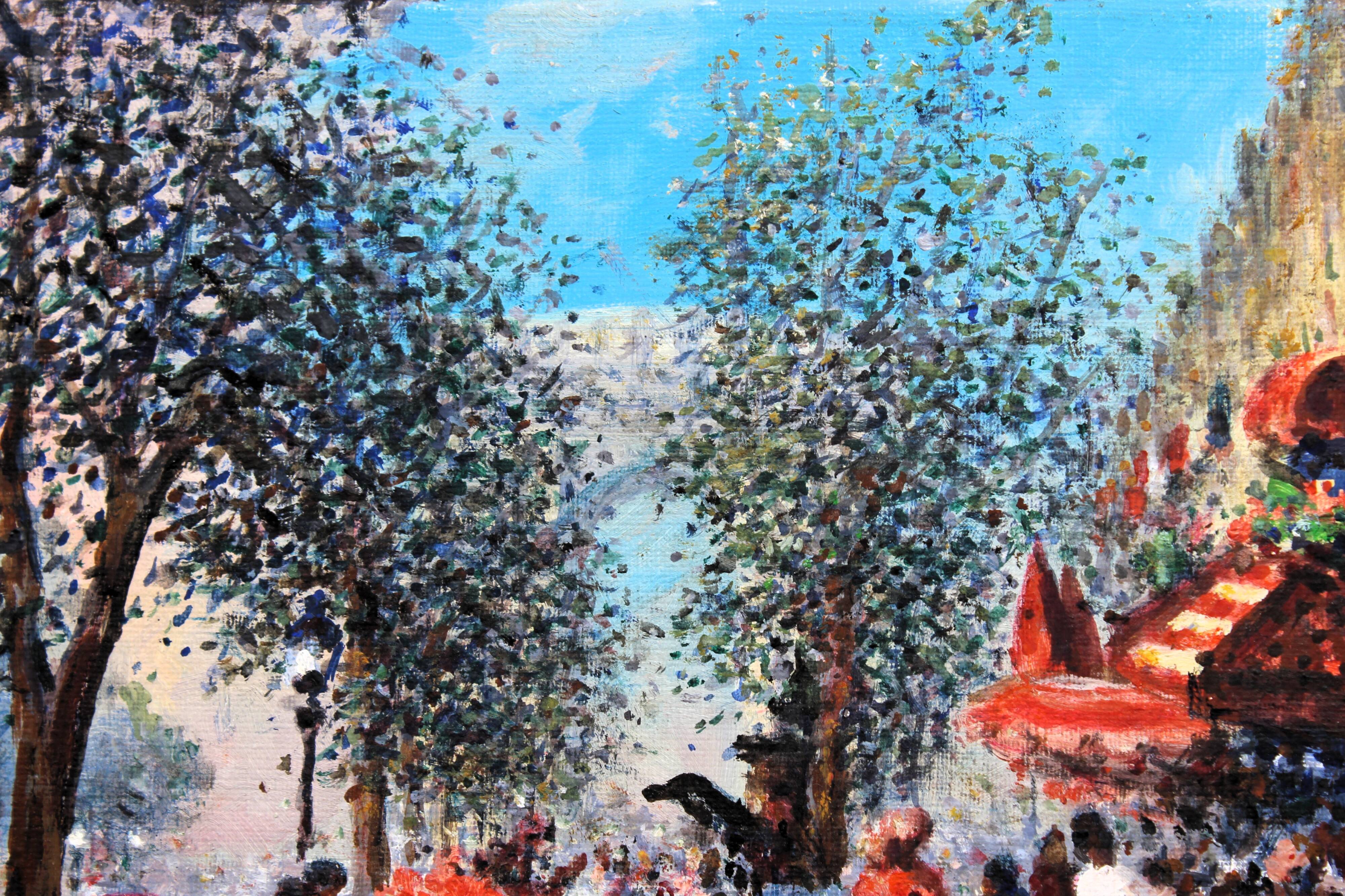 Beautiful antique painting hst gena pechaubes - paris - small format 27 / 21.5 cm