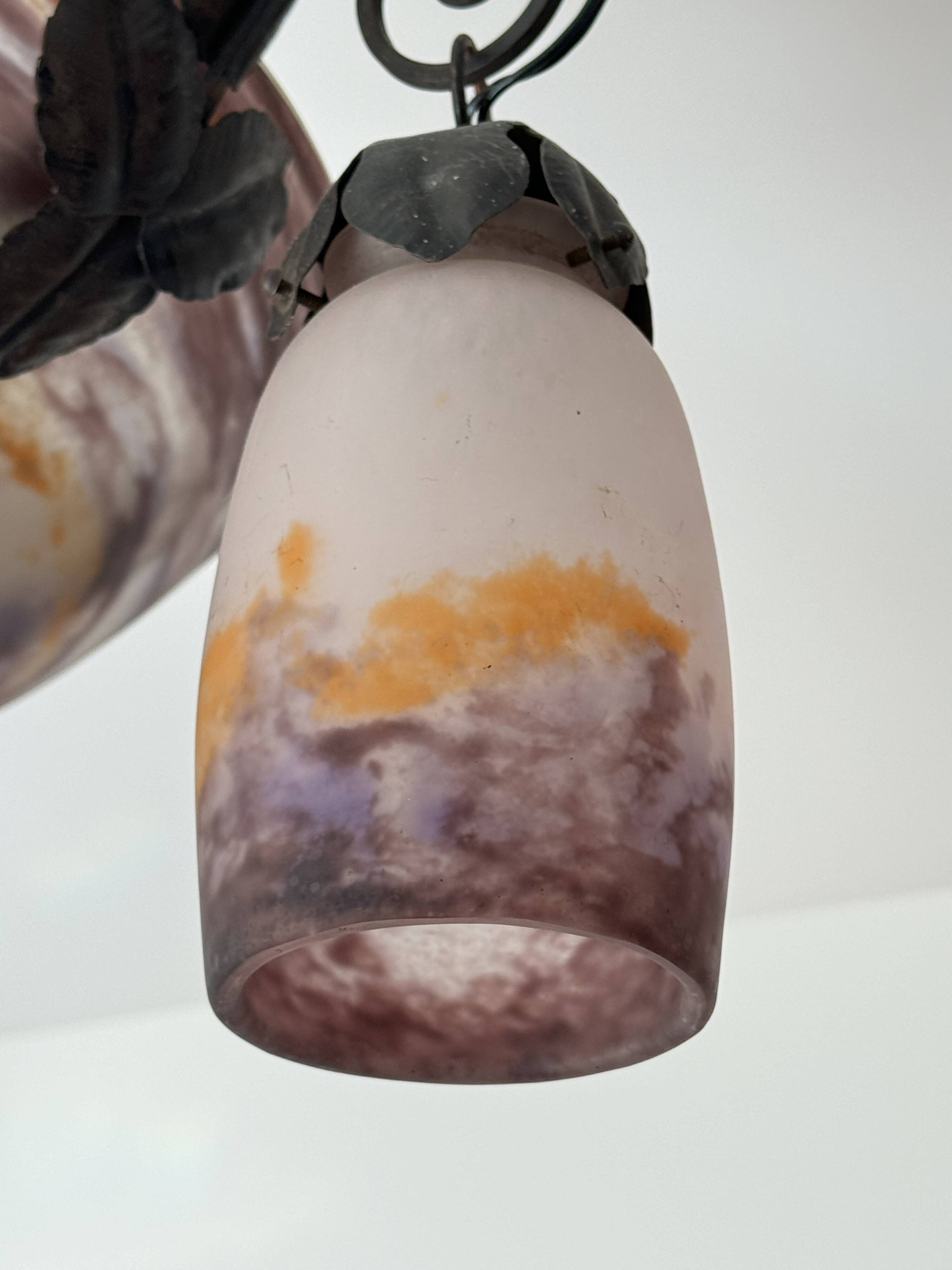 Art Deco ceiling light with four lights signed DEGUÉ (David Gueron)