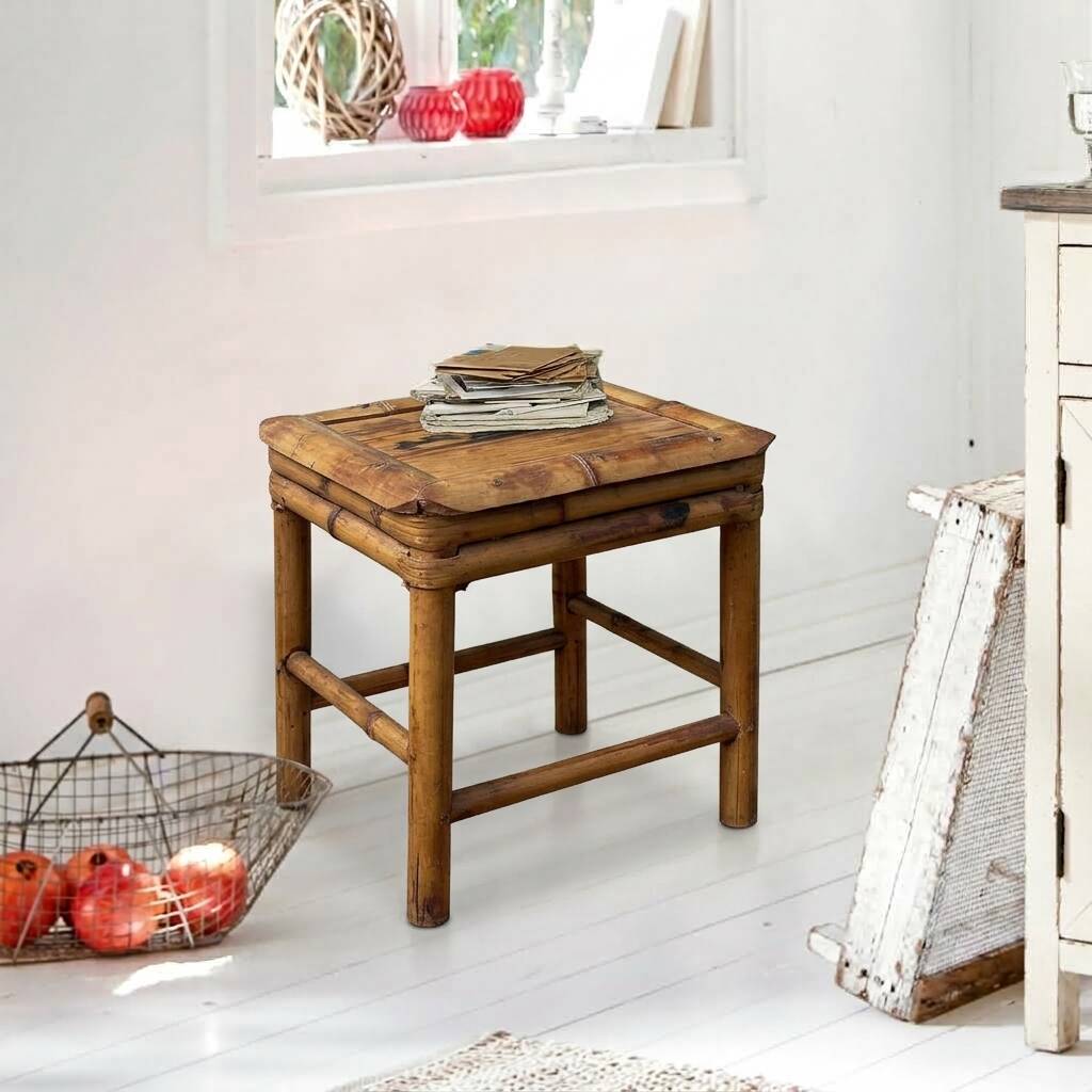 Tabouret bambou /osier vintage