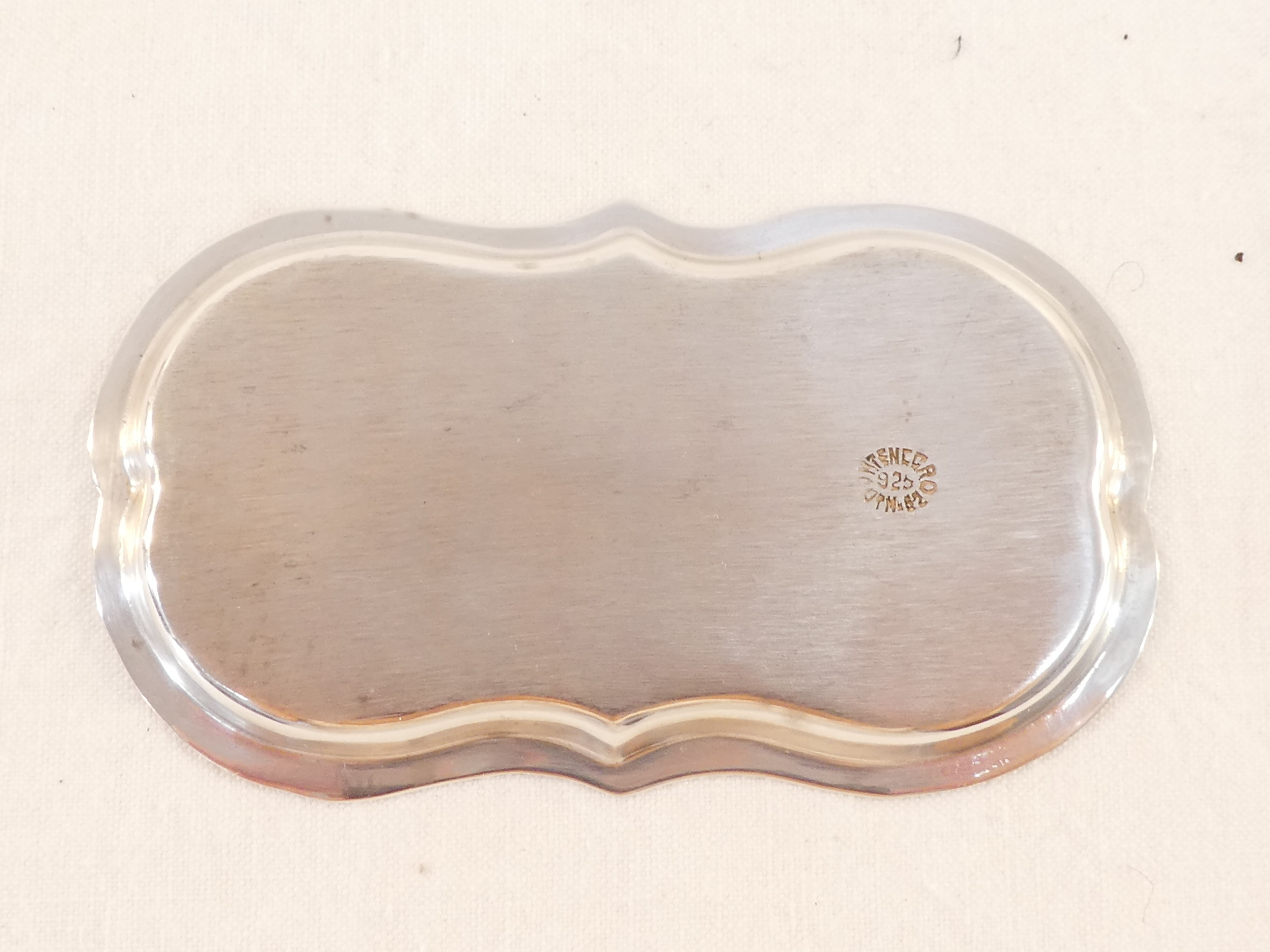Pair of salt pans and its plate in solid silver 925 montenegro