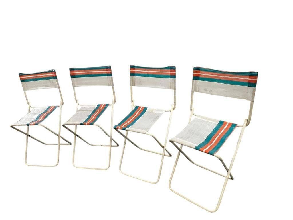 Vintage camping set in a suitcase: 4 chairs and a folding table