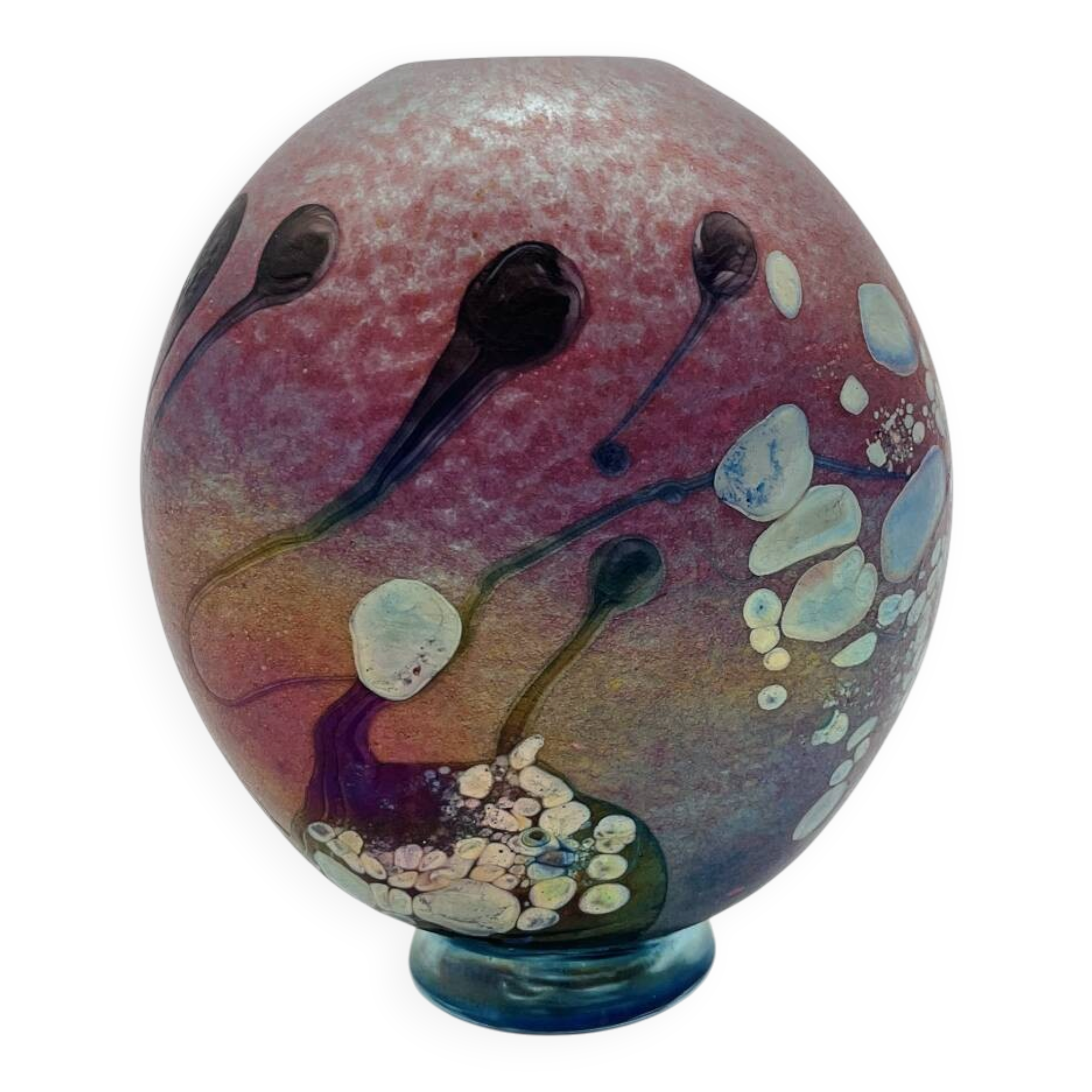 Vase Studio Glass Robert Pierini Signé Numéroté 1985 Verrerie d'Art