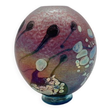 Vase Studio Glass Robert Pierini Signé Numéroté 1985 Verrerie d'Art
