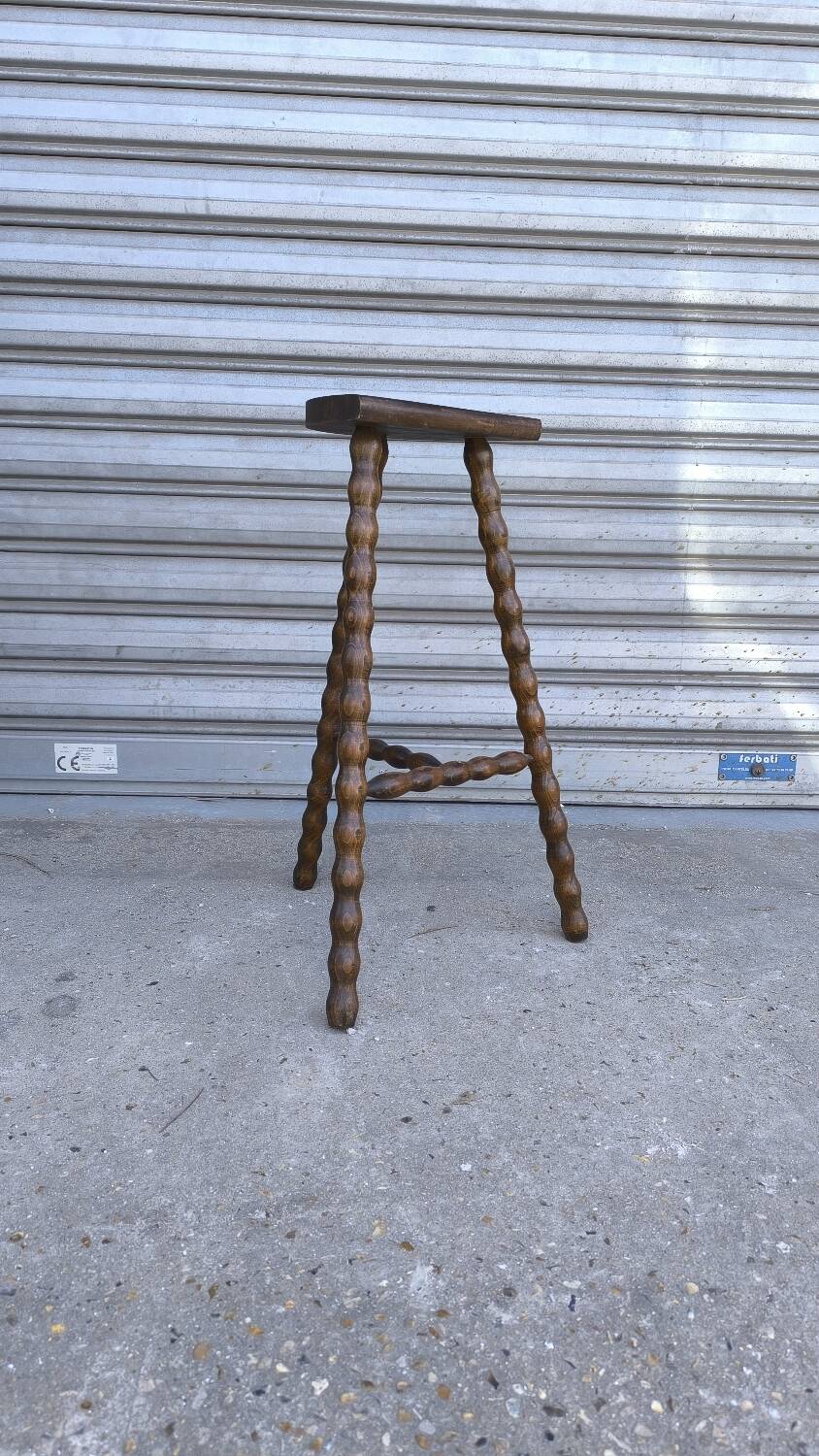 Turned wooden tripod stool 1950