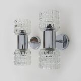 Pair of double wall sconces Space Age. Chrome metal 70.