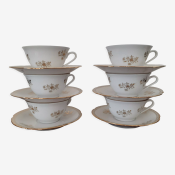 Set of 6 cups and sub-cups larchevêque limoges