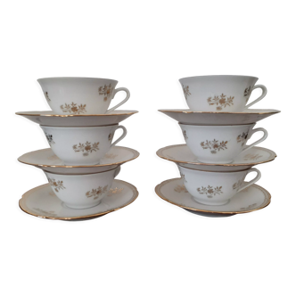 Set of 6 cups and sub-cups larchevêque limoges