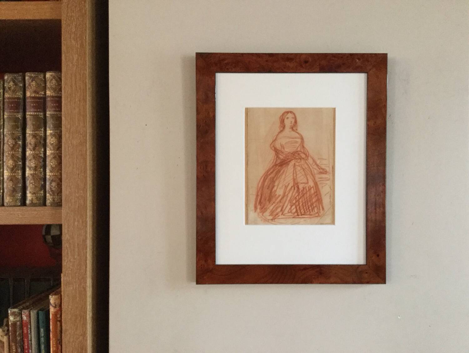 Félix BARRIAS 1822-1907. Woman standing. Red chalk.