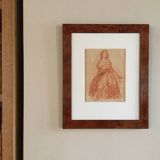 Félix BARRIAS 1822-1907. Woman standing. Red chalk.