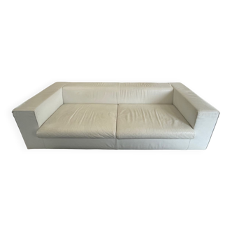 Sofa bed 3 places white leather brand Capellini model Cuba