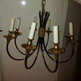 Lustre design 8 feux  métal en laiton doré