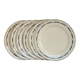 Set of 6 flat plates model Sofia Gien Terre de fer border flowery blue and fo d cream