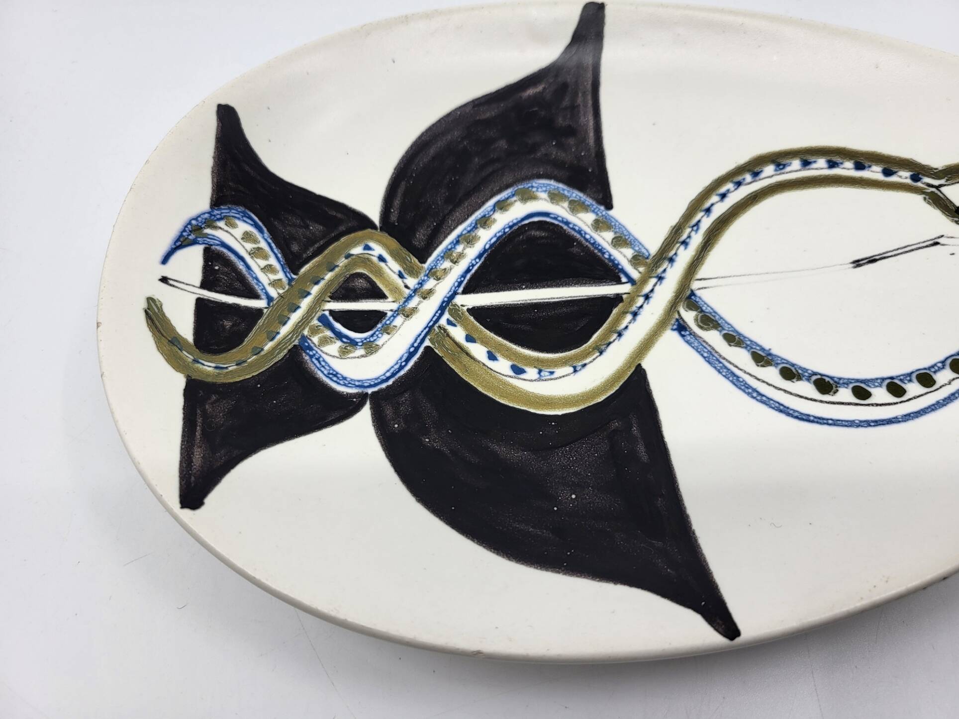 Cup Vide Poche Roger Capron Serpents decor ceramic France 1950