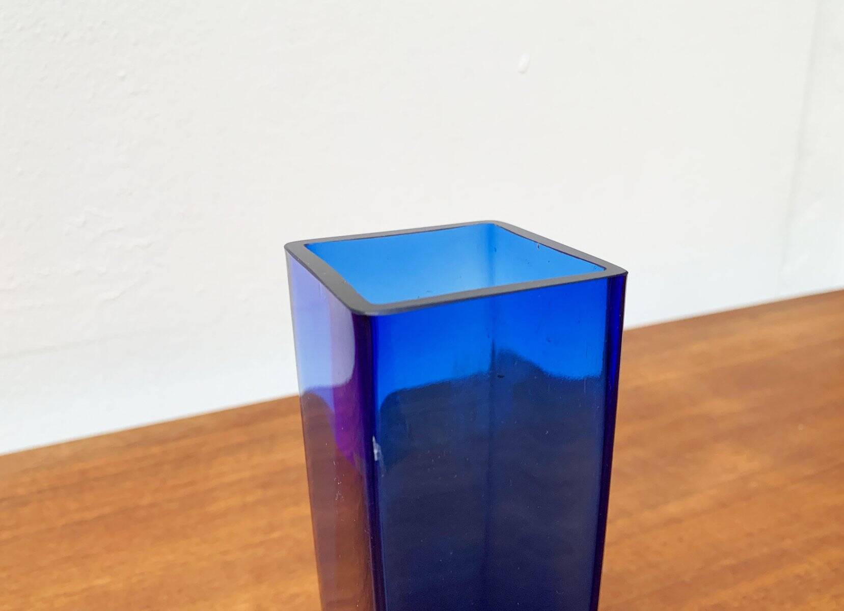 Swedish glass block vase from the mid-century by Aseda Sweden, 1960s.