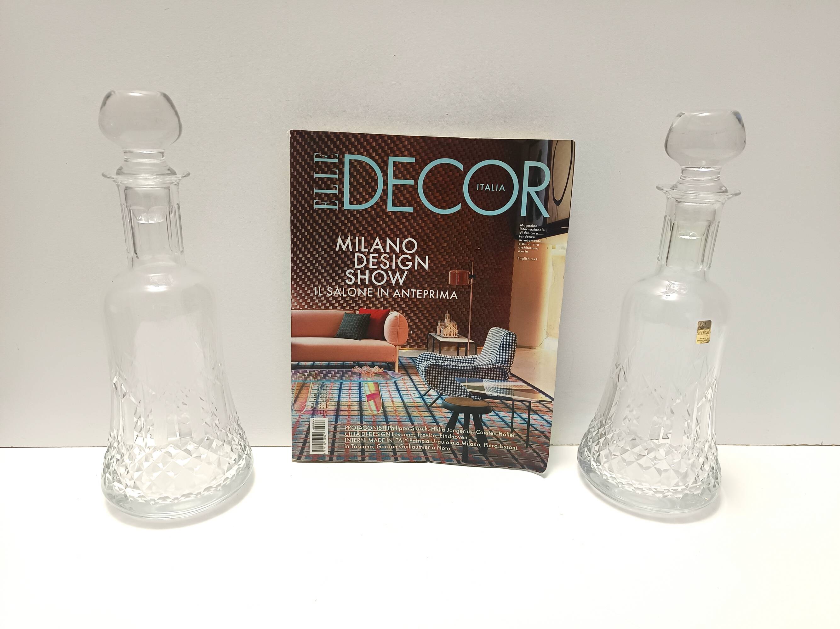 Pair of Transparent Crystal Decanter Bottles by Bleikristall, Germany