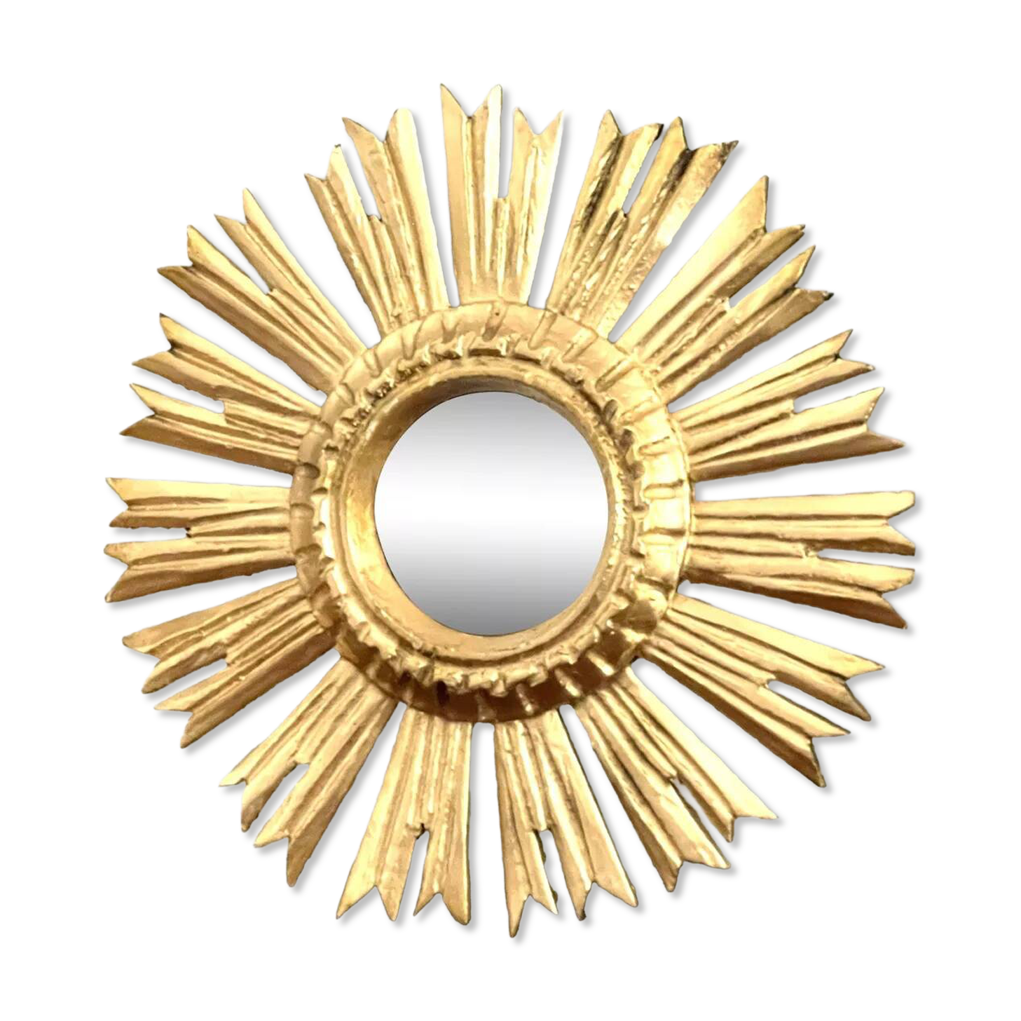 Miroir soleil en bois doré « œil de sorcière »