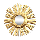 Golden wooden sun mirror "witch's eye"