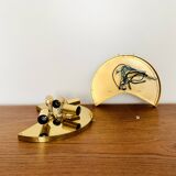 Ensemble de 2 appliques murales en verre cristal en forme de paon de Palwa