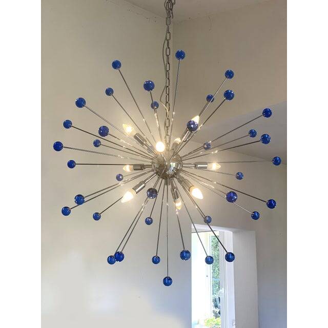 Contemporary Blue “Star” Murano Glass Sputnik Chandelier