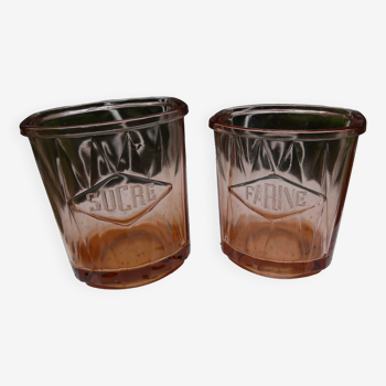 uraline pressed molded glass spice jars