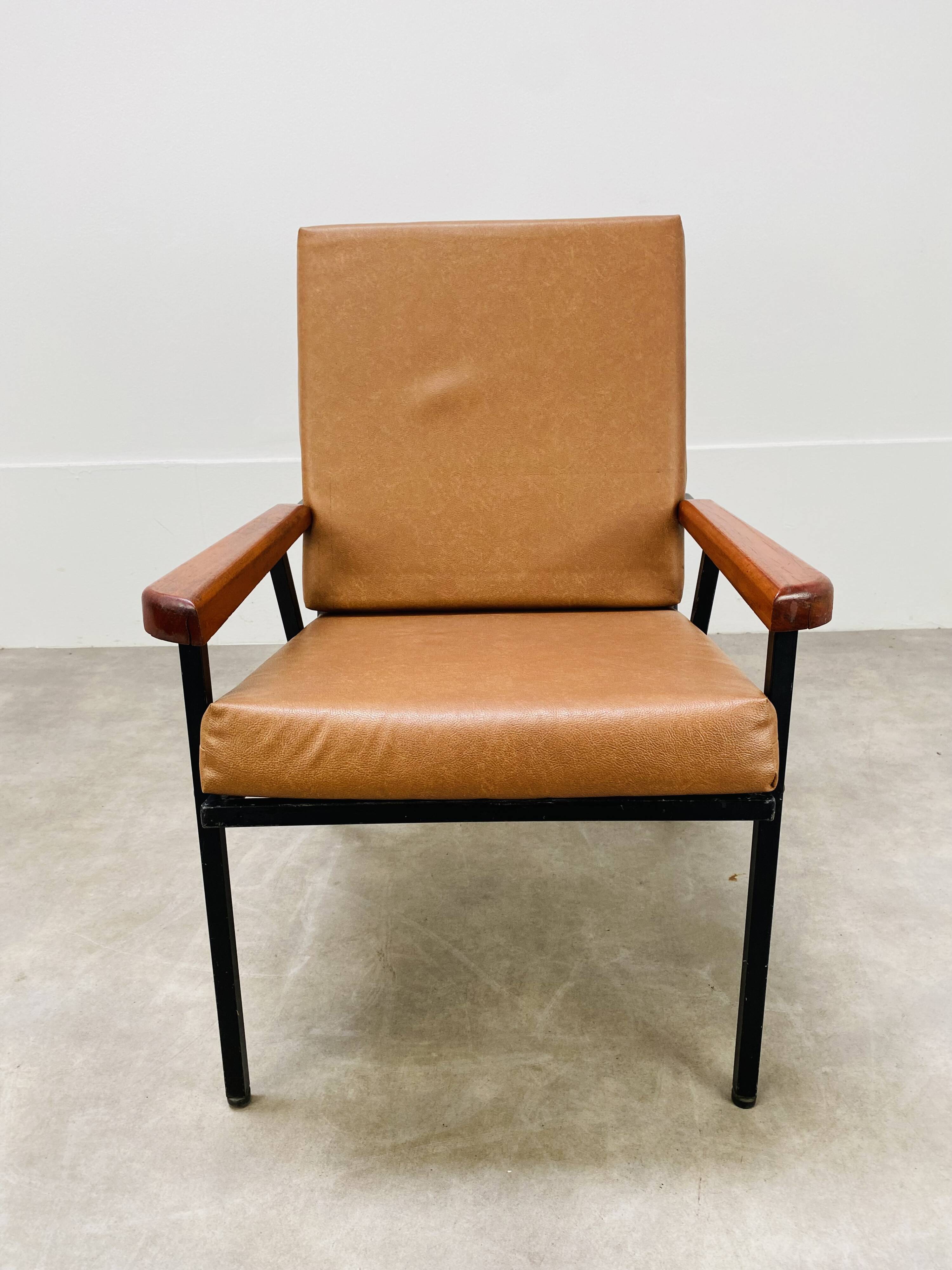 Armchair 50s metal and wood