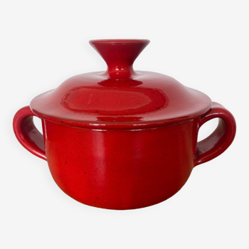 Céramique Robert Picault plat ou pot couvert rouge